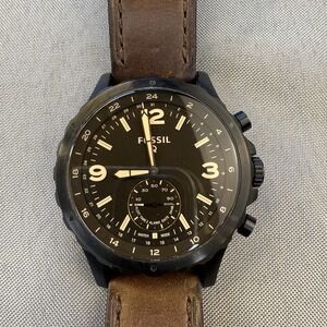 Fossil Q Hybrid Smartwatch Nate Dark Brown Leather FTW1159‎ New Battery
